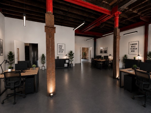Refurbished office at Westgate Brewery